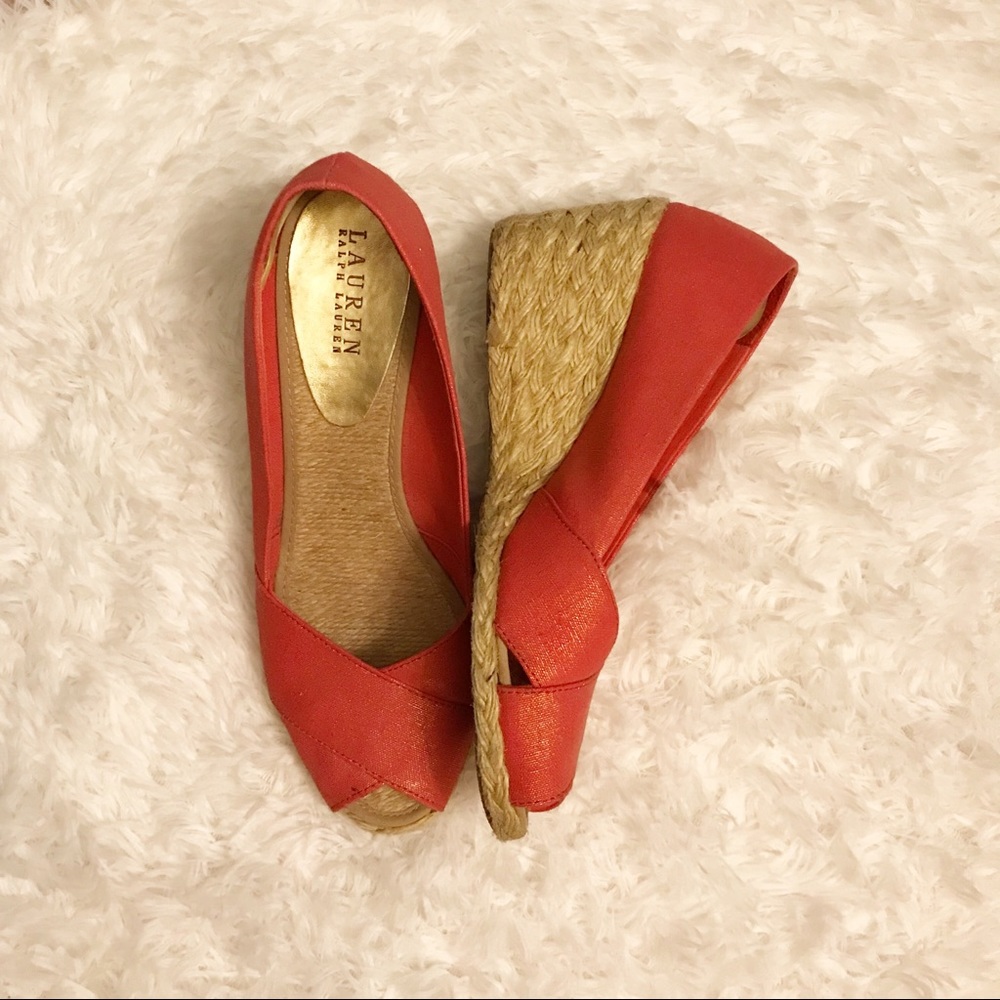 Lauren Ralph Lauren coral wedges.